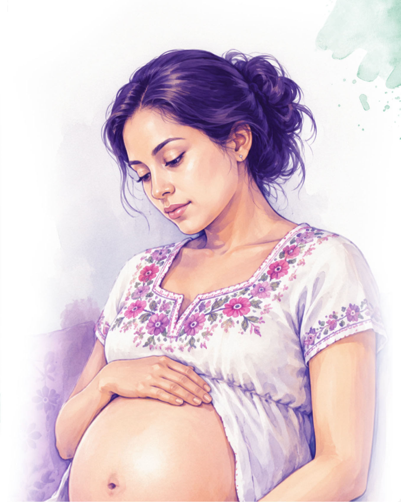 Ilustración de una mujer embarazada, tomada de la infografía de Early Institute